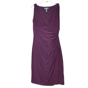 Lauren Ralph Lauren Dress Womens 6 Ruched Sleeveless V Neck Cocktail Party